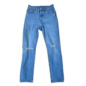 Levi's 501 Original Fit Ripped Light Wash Button Fly Jeans Women Sz 25